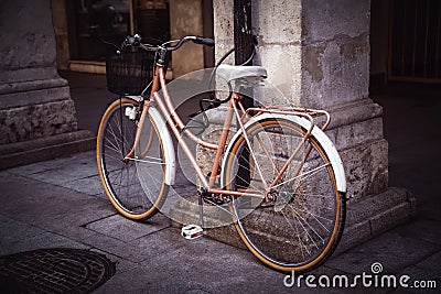 Old bicycle in the city Editorial Stock Photo