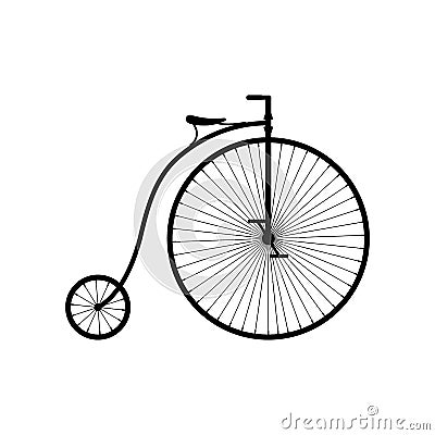 Old bicycle icon isolated on white background, Retro Penny farthing bike. High wheel vintage bicycle, Vector Vector Illustration
