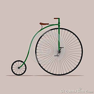 Old bicycle isolated on background, Retro Penny farthing bike. High wheel vintage bicycle, Vector illustartion Vector Illustration
