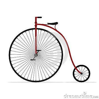 Old bicycle isolated on white background, Retro Penny farthing bike. High wheel vintage bicycle, Vector illustartion Vector Illustration