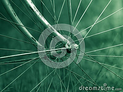 Old bicycle wheel Stock Photo
