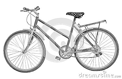 Old bicycle on white background for easy selection - Black and white concept image with Full Clipping path Stock Photo