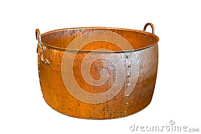 Old big copper bowl Stock Photo