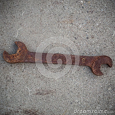 Old big rusty wrench Stock Photo
