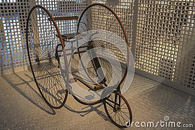 Old bike or vintage old tricycle. Vintage tricycle, old tricycle Stock Photo