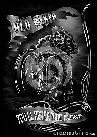 Old biker Stock Photo