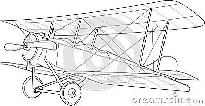 Old biplane sketch Stock Photo