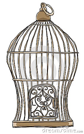 Old bird cage art cute Stock Photo