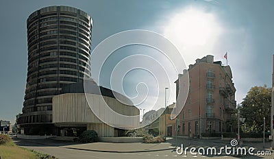 Old BIZ building by main station, Basel Editorial Stock Photo