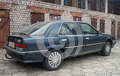 Old classic black luxury limousine French car Renault 25 parked Editorial Stock Photo