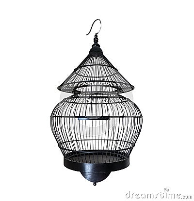 Old black bird cage Stock Photo