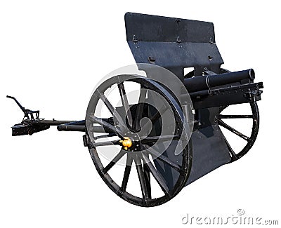 old black cannon isolated white background use for ancient battle weapon nad decoration Stock Photo