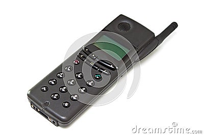 Old black cell phone Stock Photo