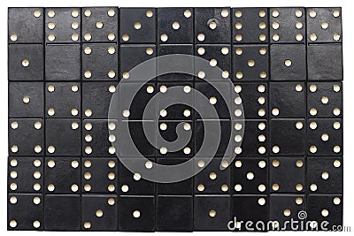 Old black dominoes tiles background Stock Photo