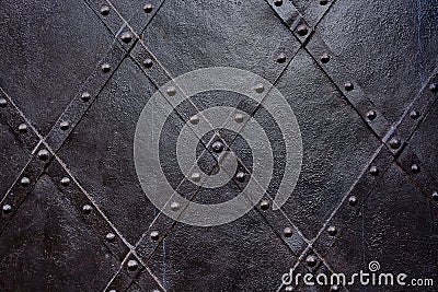 Old black iron door background, texture, wallpaper, pattern Stock Photo