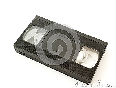 Old black magnetic videotape with the film Stock Photo