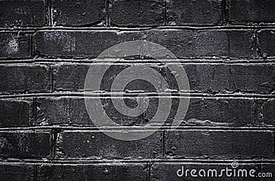 Old black painted brick wall texture or background. High contrast and resolution image with place for text. Template for design Stock Photo