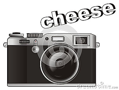 Photo apparatus and word cheese Stock Photo