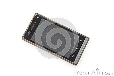 Old Black Rectangle Shaped Smartphone, Isolated Stock Photo