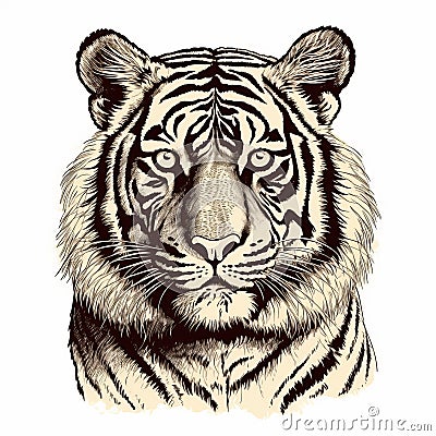 Vintage Style Tiger Head Vector Illustration Cartoon Illustration