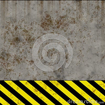 Old Black and Yellow Hazard Stripes Sign Wall Stock Photo