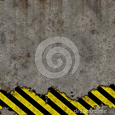 Old Black and Yellow Hazard Stripes Sign Wall Stock Photo