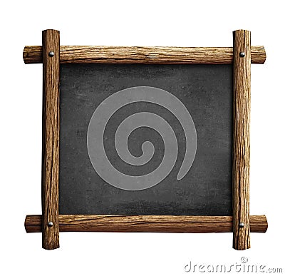 Old blackboard or chalkboard with wooden frame isolated Stock Photo