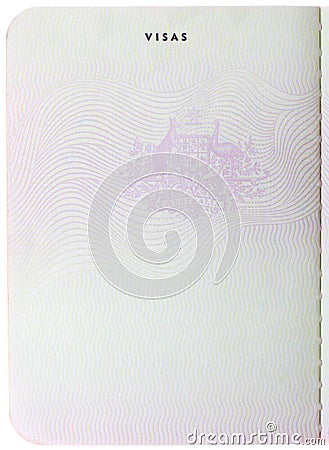 Blank Australian passport page Stock Photo