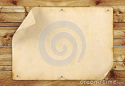 Old blank vintage paper on wood background Stock Photo