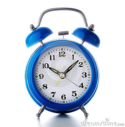 Old blue alarm clock Stock Photo