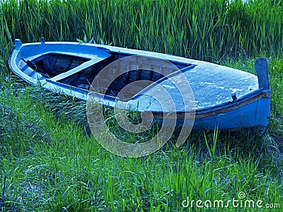 Old blue boat Stock Photo