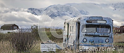 Old blue bus Stock Photo