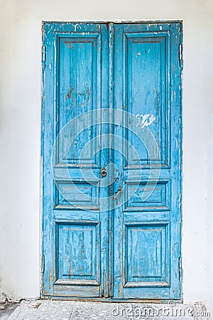 Old blue double door Stock Photo