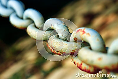 Old blue massive chain on the background of concrete tiles Stock Photo