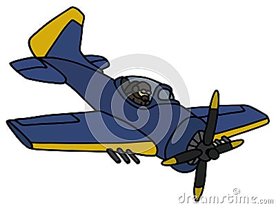 Old blue navy battle aircraft Vector Illustration