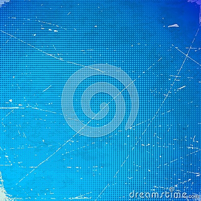 Old blue scratched card with halftone gradient Vector Illustration