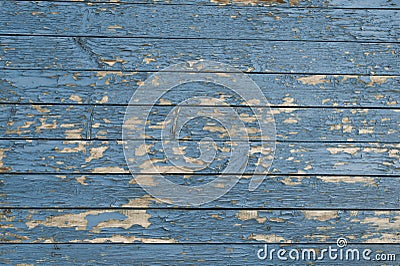 Old blue vintage wooden wall with cracked paint layer. Old painted wood planks Stock Photo