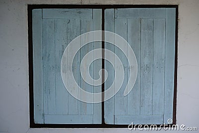 Old blue wood window Stock Photo