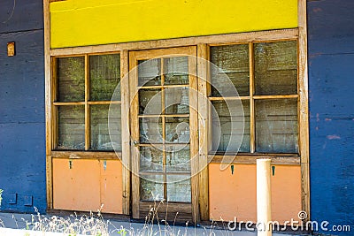 Old Boarded Up Entrance To Building Stock Photo