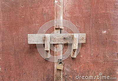 Old bolt in chinese ancient wood Stock Photo