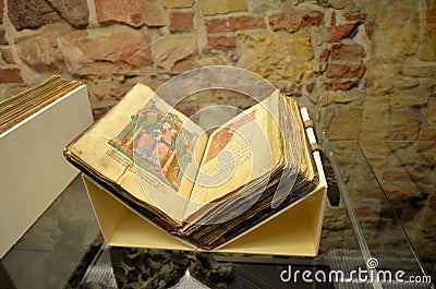Old book with illuminations Editorial Stock Photo