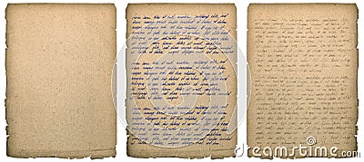 Old book page with worn edges Handwriting Paper texture background Stock Photo