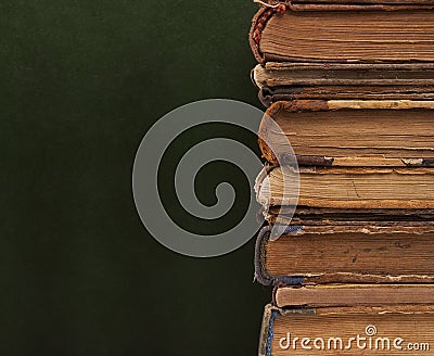 Old books vertical column. Stock Photo