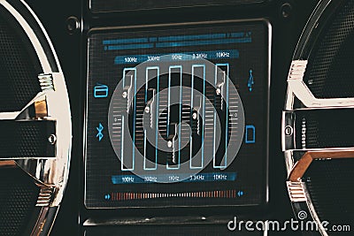 Old boombox music player control panel Stock Photo