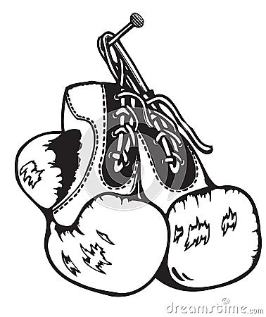 Old boxing gloves Stock Photo