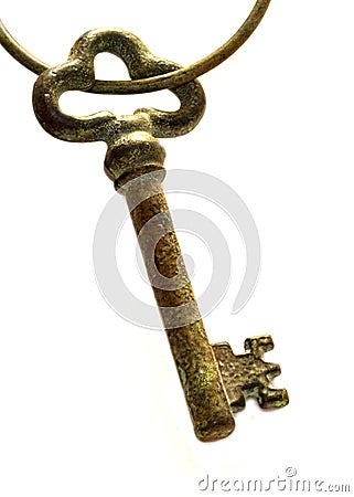 Old Brass keys on a white background Stock Photo