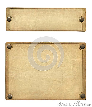 Old Brass Plate embossed Stock Photo