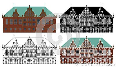 Old Bremen town hall in front view Vector Illustration