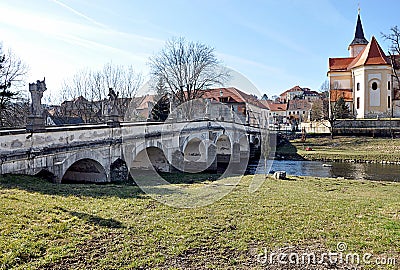 Old brick, city Namest nad Oslavou, Czech republic, Europe Editorial Stock Photo