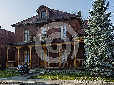 Old Brick House on Gouin Blv. Editorial Stock Photo